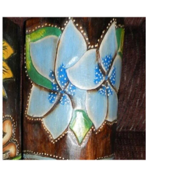 Hand Crafted Polynesian Hawaiian Style Painted 19.5 " Tiki Masks X2 🆕📦🏃🏻💨🚚 - Picture 8 of 16